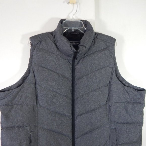 LANDS END puffer vest coat jacket outerwear down filled gray plus 20W 22W 2X - Picture 2 of 7